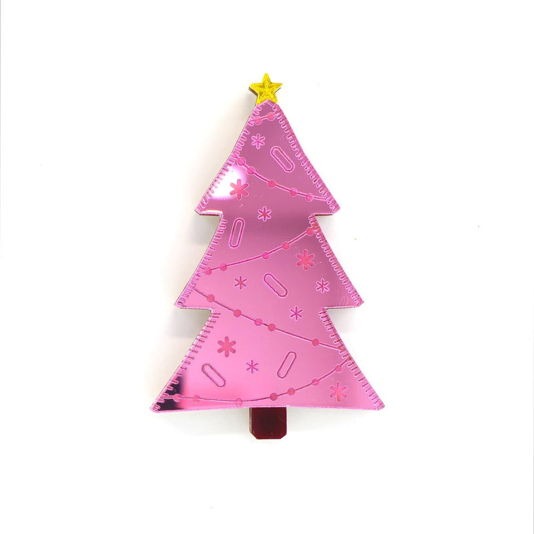 Kerstboom broche roze