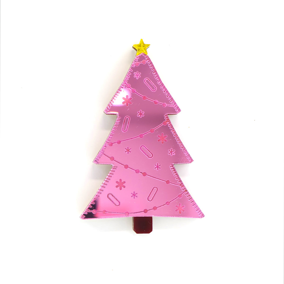 Christmas tree brooch pink