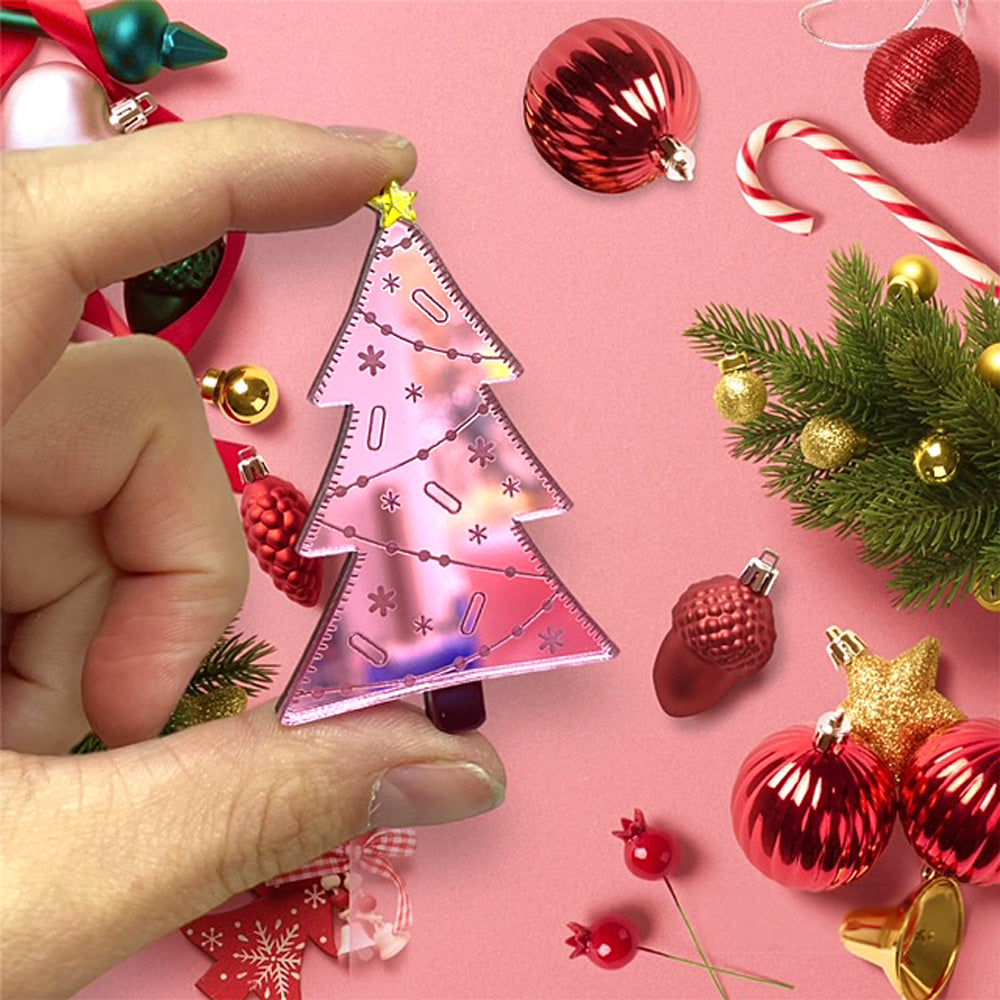 Christmas tree brooch pink